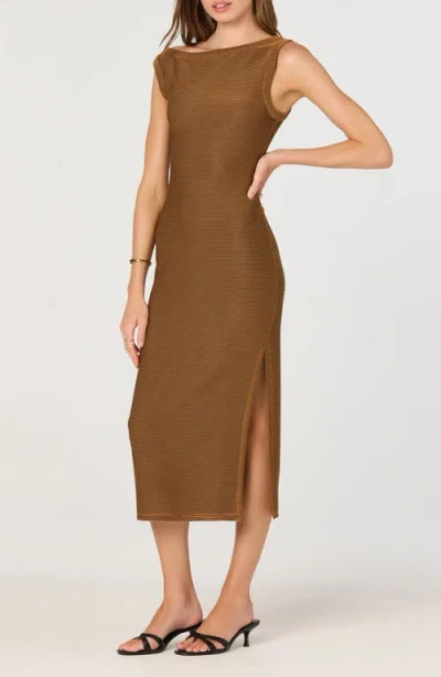 Astr The Label Asymmetric Knit Dress In Brown