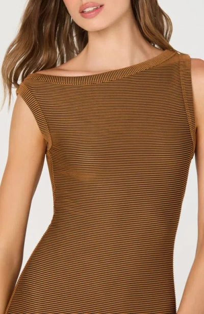 Astr The Label Asymmetric Knit Dress In Brown