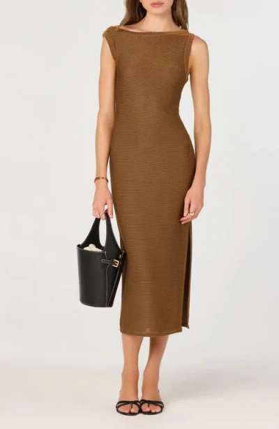 Astr The Label Asymmetric Knit Dress In Brown