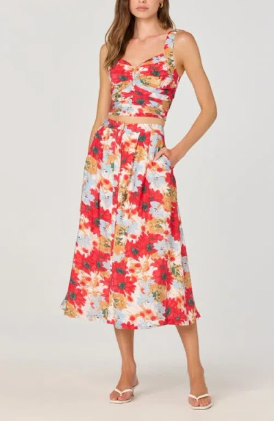 Astr The Label Floral Print Midi Skirt In Multi