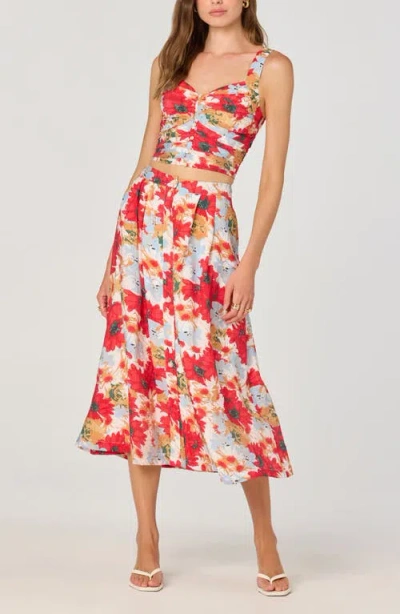 Astr The Label Floral Print Midi Skirt In Multi