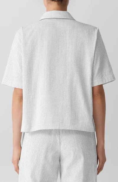 Eileen Fisher Check Organic Cotton Seersucker Button-up Shirt In White