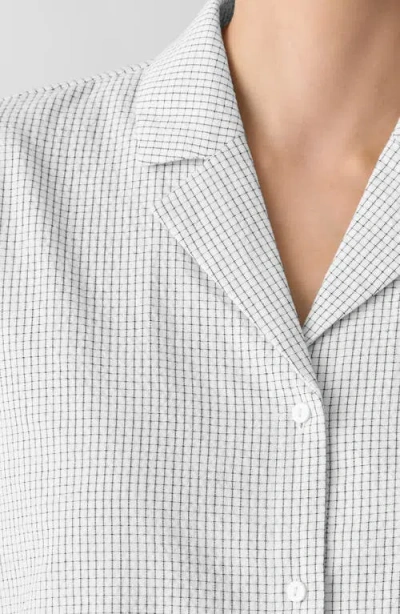 Eileen Fisher Check Organic Cotton Seersucker Button-up Shirt In White