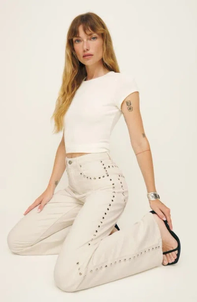 Reformation Cary Studded High Waist Slouchy Wide Leg Jeans