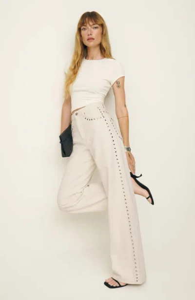 Reformation Cary Studded High Waist Slouchy Wide Leg Jeans