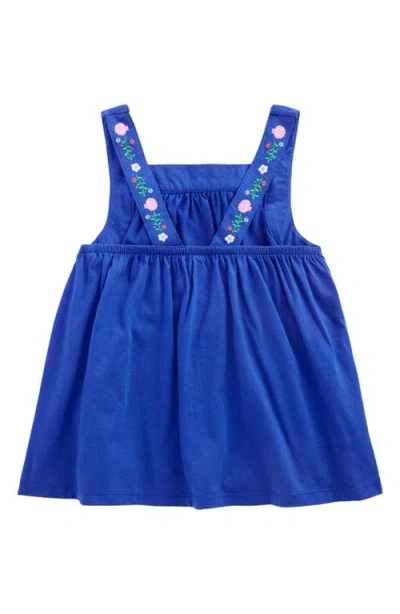 Mini Boden Kids' Embroidered Cotton Top In Blue
