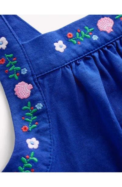 Mini Boden Kids' Embroidered Cotton Top In Blue