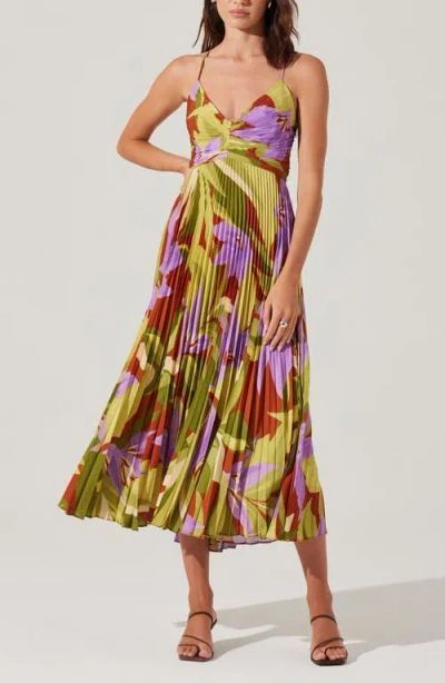Astr The Label Blythe Pleated Maxi Dress In Multi