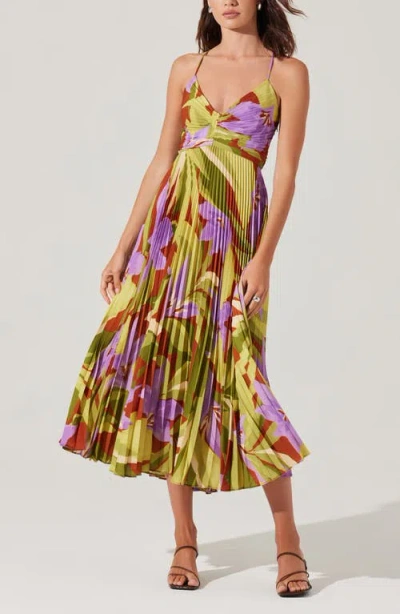 Astr The Label Blythe Pleated Maxi Dress In Multi