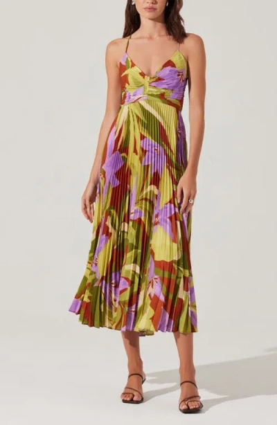 Astr The Label Blythe Pleated Maxi Dress In Multi