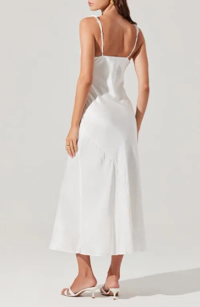 Astr The Label Zoie Ruffle Neck Satin Slipdress In White