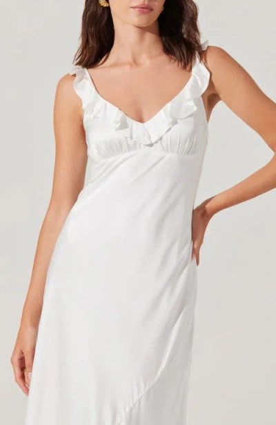 Astr The Label Zoie Ruffle Neck Satin Slipdress In White