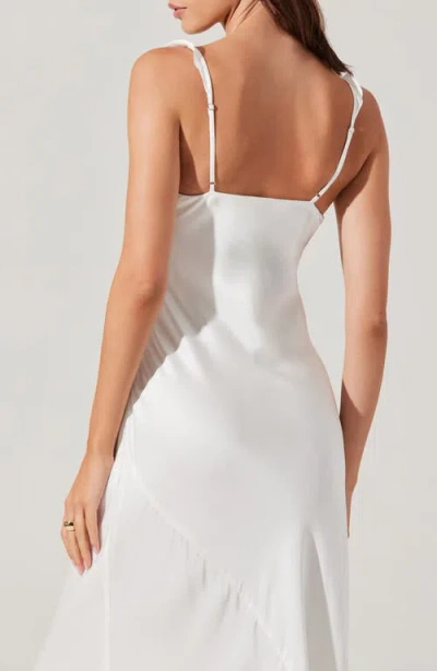 Astr The Label Zoie Ruffle Neck Satin Slipdress In White