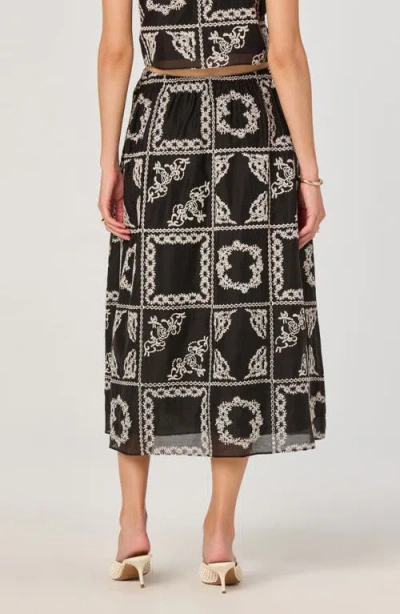 Astr The Label Mosaic Embroidery Midi Skirt