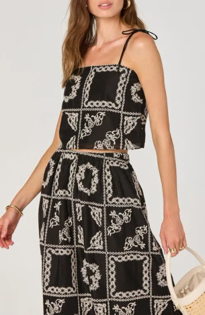 Astr The Label Mosaic Embroidery Midi Skirt