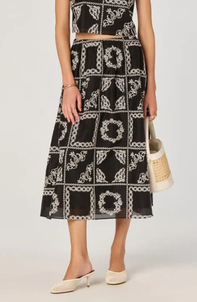 Astr The Label Mosaic Embroidery Midi Skirt