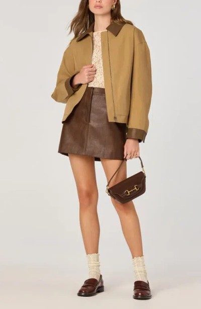 Astr The Label Faux Leather Miniskirt In Brown