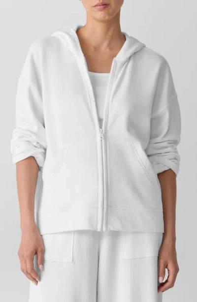 Eileen Fisher Organic Cotton Zip-up Hoodie In White