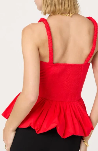 Astr The Label Bubble Peplum Cotton Camisole In Red