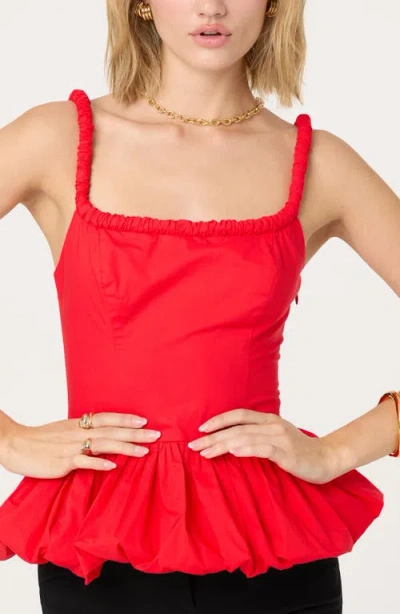 Astr The Label Bubble Peplum Cotton Camisole In Red