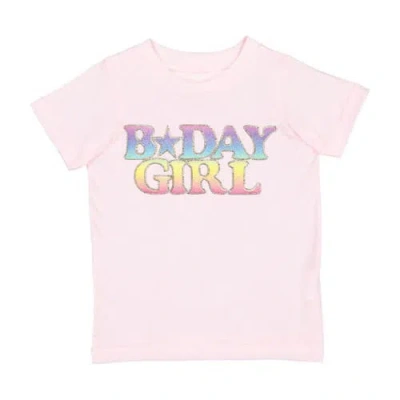 Sweet Wink Girls' Pastel Rainbow Bday Girl Patch Short Sleeve T-shirt - Little Kid, Big Kid In Pink