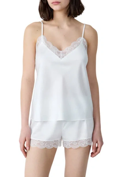 Etam Desire Caraco Lace Trim Satin Camisole In White
