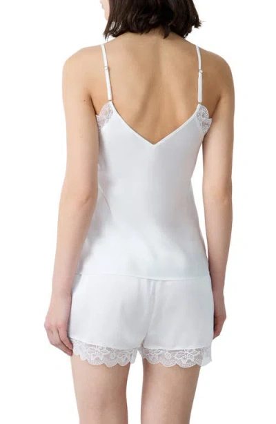 Etam Desire Caraco Lace Trim Satin Camisole In White