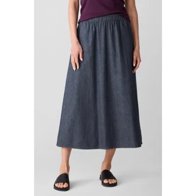 Eileen Fisher Organic Cotton Denim Skirt In Blue