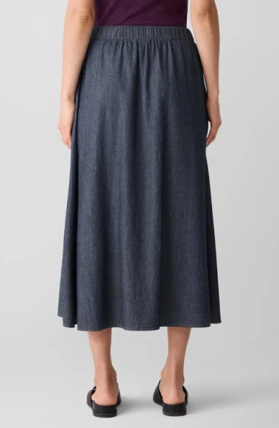 Eileen Fisher Organic Cotton Denim Skirt In Blue