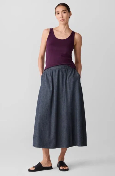 Eileen Fisher Organic Cotton Denim Skirt In Blue