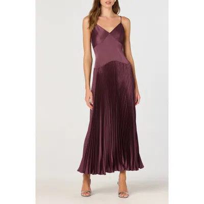 Astr The Label Pleated Drop Waist Dress In Purple