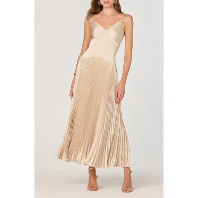 Astr The Label Pleated Drop Waist Dress In Neutral