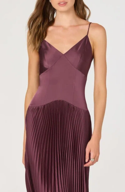 Astr The Label Pleated Drop Waist Dress In Purple