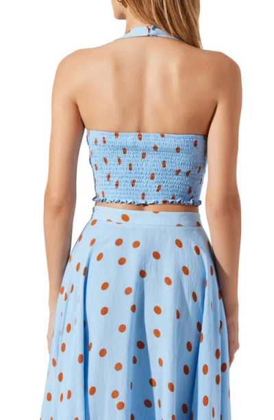 Astr The Label Janie Polka Dot Bustier Halter Top In Multi