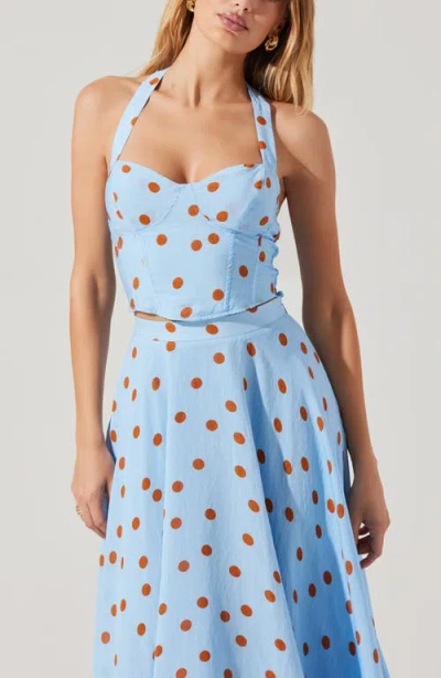 Astr The Label Janie Polka Dot Bustier Halter Top In Multi