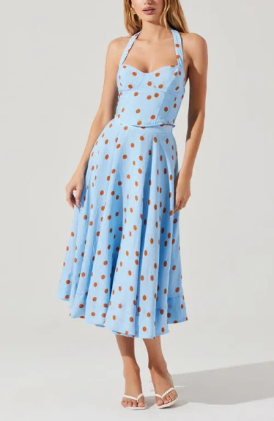 Astr The Label Janie Polka Dot Bustier Halter Top In Multi