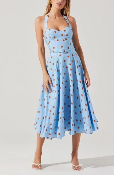 Astr The Label Janie Polka Dot Bustier Halter Top In Multi