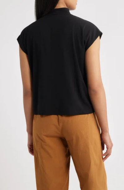 Eileen Fisher Cap Sleeve Boxy Top In Black