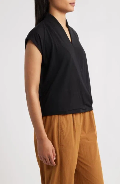 Eileen Fisher Cap Sleeve Boxy Top In Black