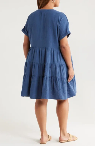 Caslonr Caslon(r) Cotton Gauze Tiered Popover Dress