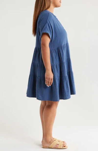 Caslonr Caslon(r) Cotton Gauze Tiered Popover Dress