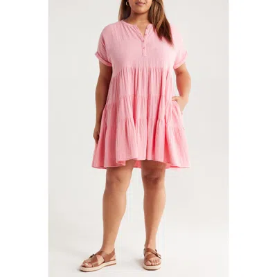 Caslonr Caslon(r) Cotton Gauze Tiered Popover Dress
