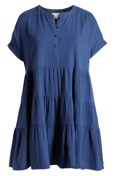 Caslonr Caslon(r) Cotton Gauze Tiered Popover Dress