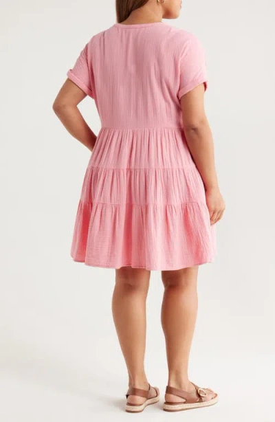Caslonr Caslon(r) Cotton Gauze Tiered Popover Dress