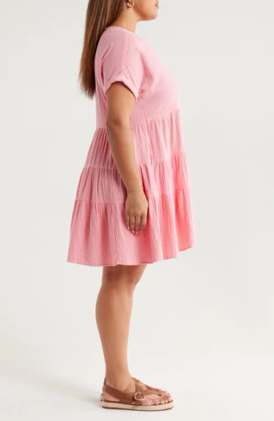 Caslonr Caslon(r) Cotton Gauze Tiered Popover Dress