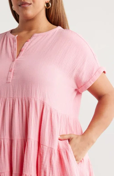 Caslonr Caslon(r) Cotton Gauze Tiered Popover Dress