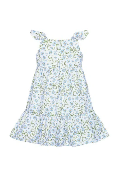 Nellapima Blue Vines Print Ruffle Dress In Blue