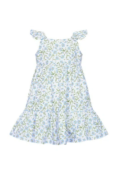 Nellapima Blue Vines Print Ruffle Dress In Blue