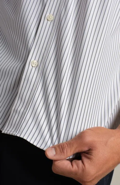 Rhone State Of Mind Stripe Performance Short Sleeve Button-up Shirt In Gray