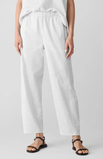 Eileen Fisher Check Organic Cotton Lantern Ankle Pants In White